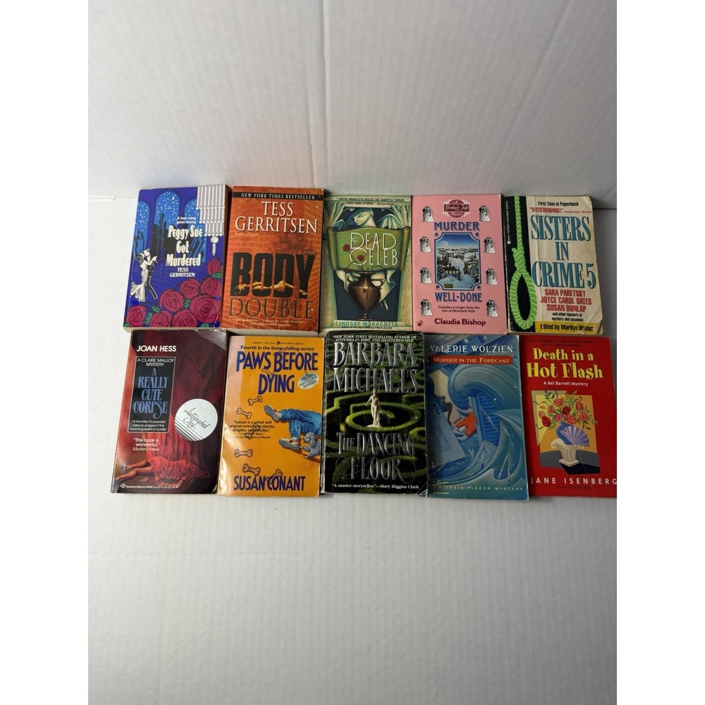 Lot of 10 random murder mystery novel paperback books,‎ various authors B70